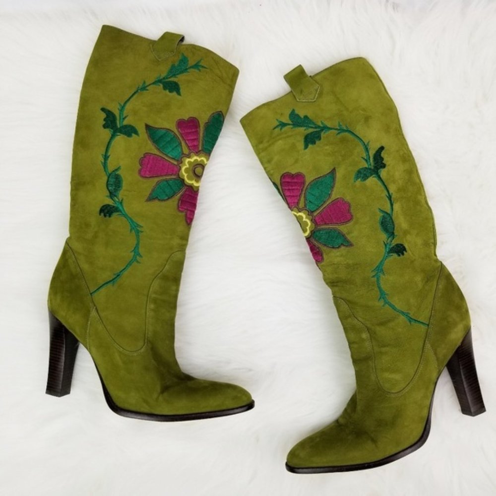 Vince Camuto Floral Embroidered Boots 8.5